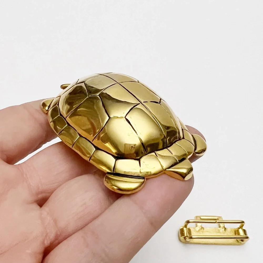 Vintage Douglas Paquette Goldtone Sea Turtle Figural 2 Piece Belt Buckle - Picture 4 of 7